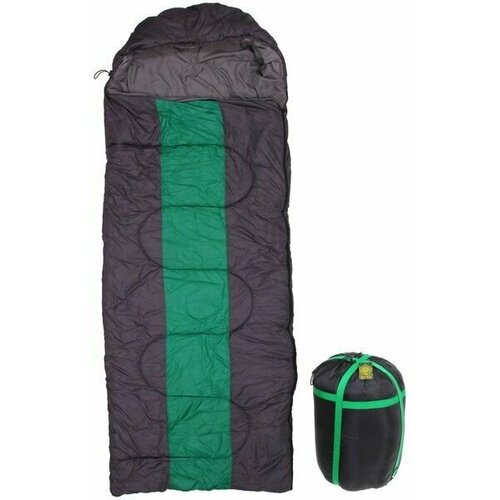 Спальный мешок туристический с капюшоном, 220х85 см, 2000 гр, серо-зелёный +0С