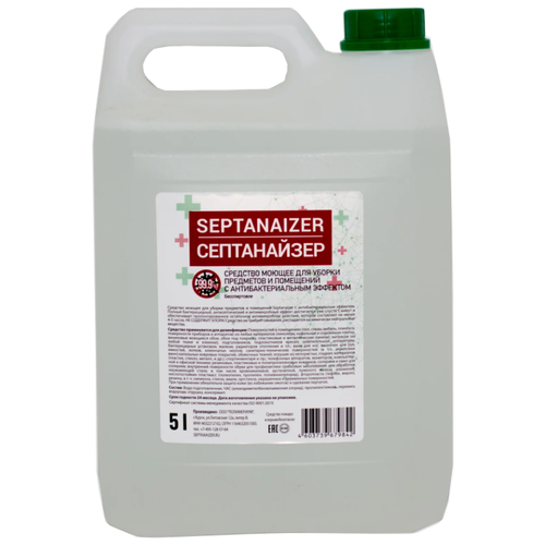 Septanaizer Средство моющее с антибактериальным эффектом бесспиртовое, 5000 мл, 5200 г, тип крышки: винтовая