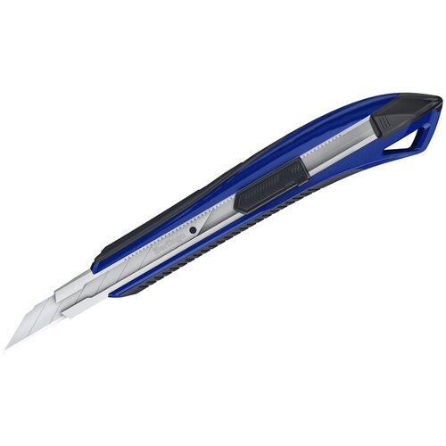 Нож канцелярский 9мм Berlingo Razzor 300, auto-lock, металл. направл, мягкие вставки, синий, европодвес