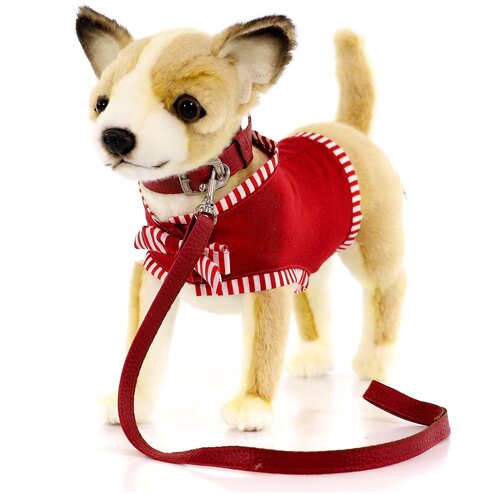 Мягкая игрушка Hansa Creation Собака чихуахуа в красной майке, 27 см, бежевый