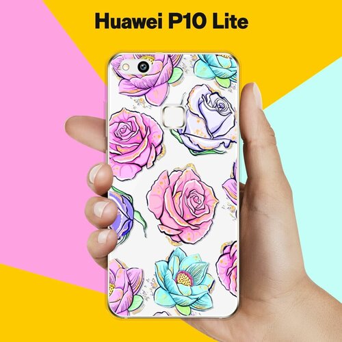 Силиконовый чехол на Huawei P10 Lite Розы / для Хуавей П10 Лайт