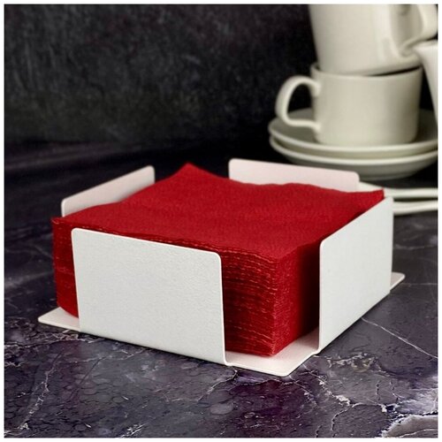 Салфетница кухонная на стол металлическая горизонтальная белая Лофт для бумажных салфеток 33 удобства 102013б 500₽