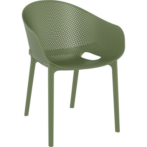 Кресло садовое пластиковое Sky Pro, Siesta Contract, оливковый пластиковое лаунж кресло siesta contract sky lounge белый