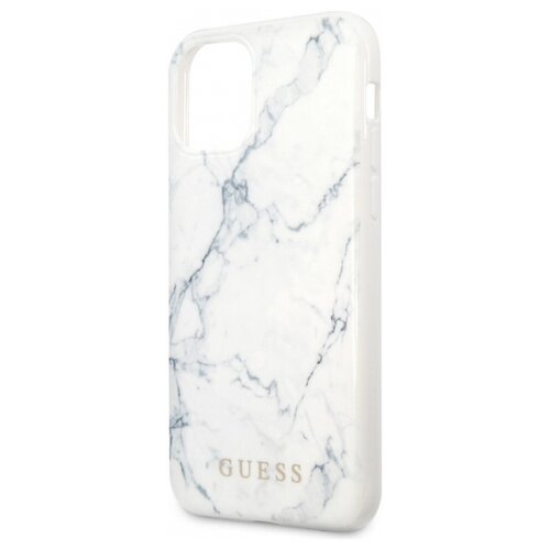 фото Чехол-накладка guess marble design hard для apple iphone 11 pro белый