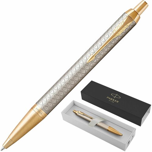 ручка шариковая parker im premium warm silver gt с гравировкой и позолотой 1931687 142509 1 Ручка шариковая PARKER IM Premium Warm Silver GT, корпус матовое серебро, позолота, синяя, 1931687