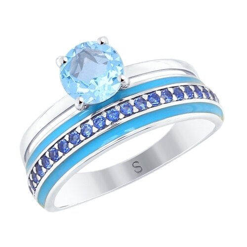 фото Серебряное кольцо sokolov 92011618 с топазом, фианитом и эмалью diamant-online