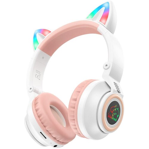 Беспроводные наушники Borofone BO18 Cat ear бело-розовый 1626₽