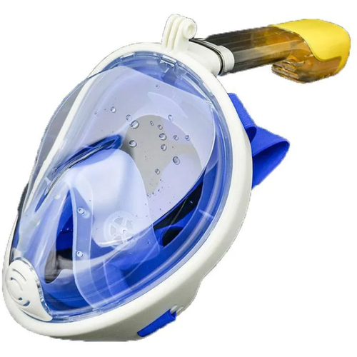 фото Подводная маска голубая для плавания urm , полнолицевая маска для снорклинга с креплением для экшн-камеры, размер l xl\ взрослая davstore