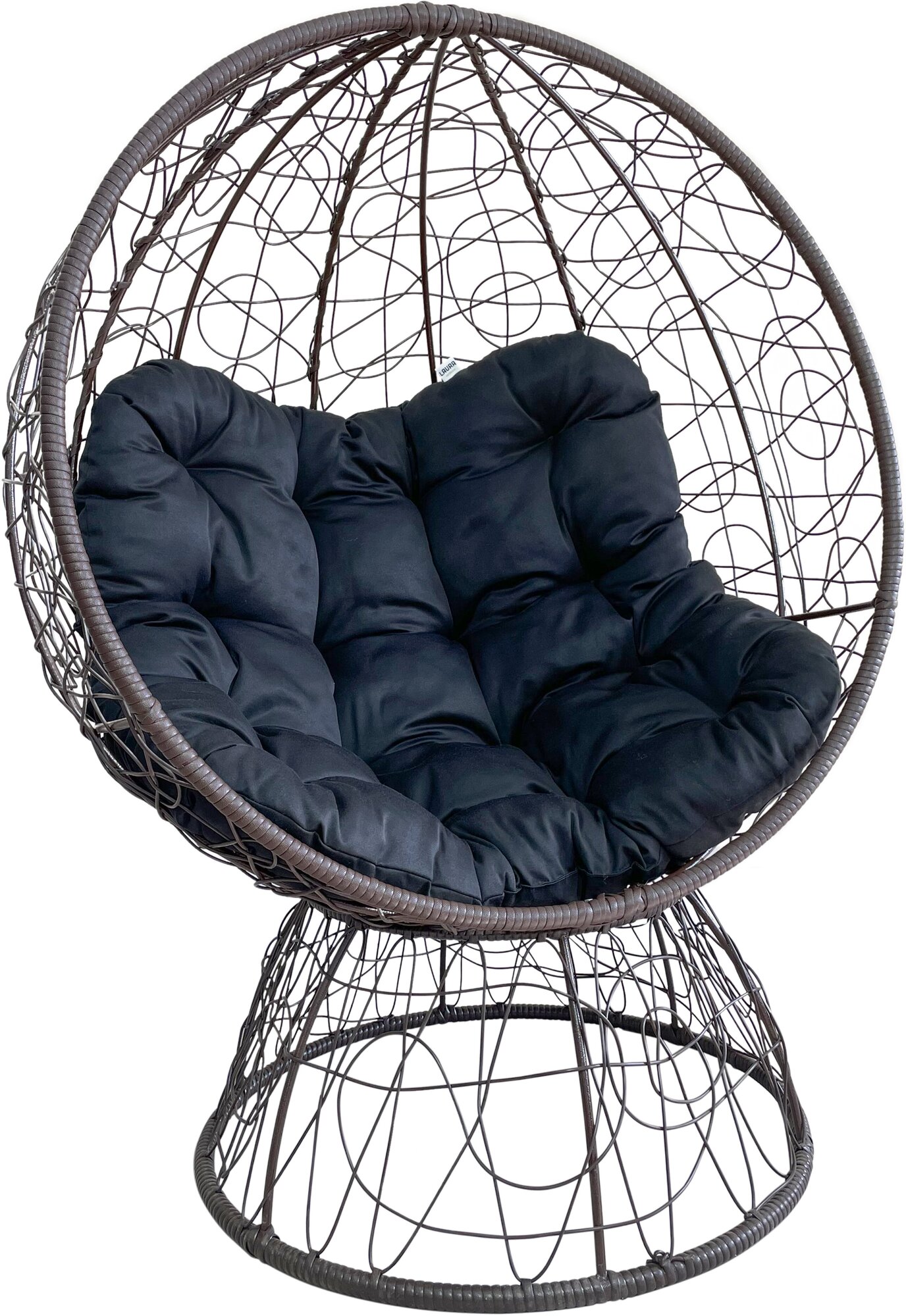 Кресло-кокон ореон стоячее коричневый (черная подушка, полиэстер) - фотография № 2