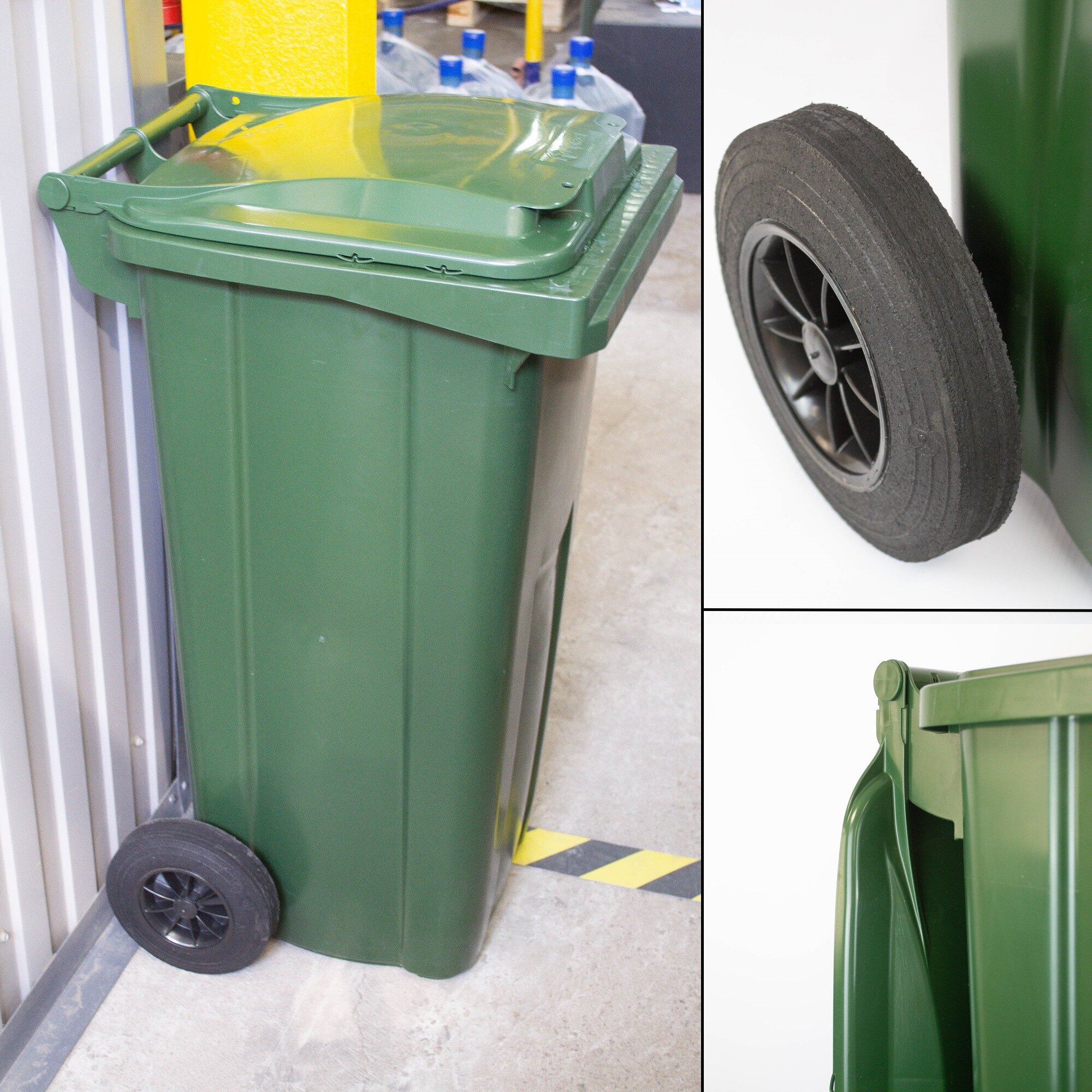 Уличный мусорный бак 120 литров на колесах с крышкой, контейнер для мусора (Зелёный) - фотография № 7