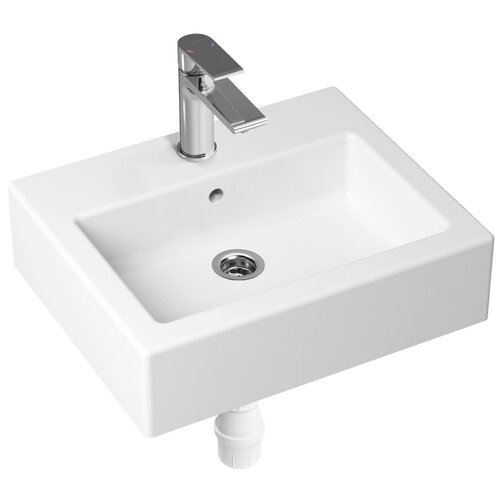 фото Комплект 3 в 1 lavinia boho bathroom sink 21510378, накладная фарфоровая раковина 50.5 см, смеситель, пластиковый сифон
