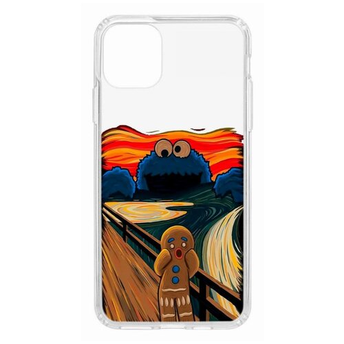 фото Чехол на apple iphone 11 pro max kruche print cookie scream/накладка/с рисунком/прозрачный/бампер/противоударный/ударопрочный/с защитой камеры кruче