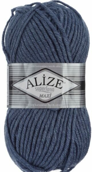 Пряжа Alize Superlana Maxi джинсовый (203), 25%шерсть/75%акрил, 100м, 100г, 1шт