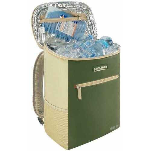 фото Термосумка-рюкзак холодильник 20л зеленая алюминиевая фольга+pev 35х43х20см biostal