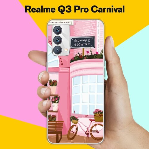 Силиконовый чехол на realme Q3 Pro Carnival Edition Розовые здания / для Реалми Ку 3 Про Карнивал силиконовый чехол на realme q3 pro carnival edition узор из корги для реалми ку 3 про карнивал