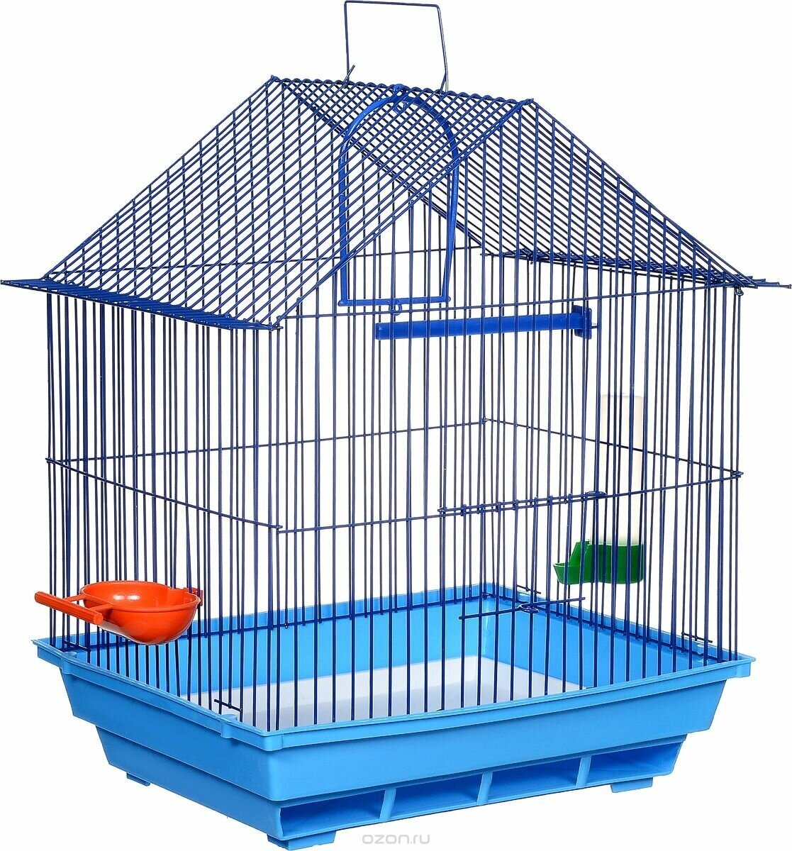 Зоомарк 410 Клетка для птиц малая домик (комплект) 35*28*43, цвет микс - фотография № 2