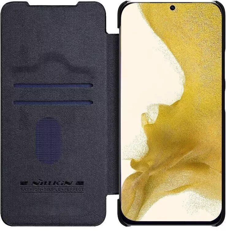 Кожаный чехол-книжка с защитой камеры Nillkin Qin Pro для Samsung Galaxy S23+/S23 Plus, черный