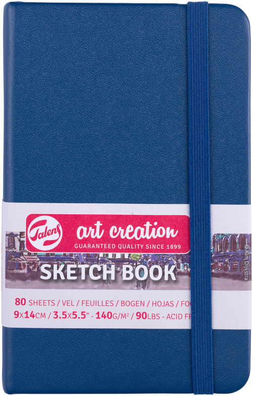 Скетчбук для зарисовок Talens Art Creation 140г/кв. м 9х14см. 80 листов цвета слоновой кости, твердая темно-синия обложка