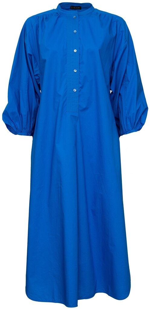 Платье хлопок, свободный силуэт, макси, размер 44, синий