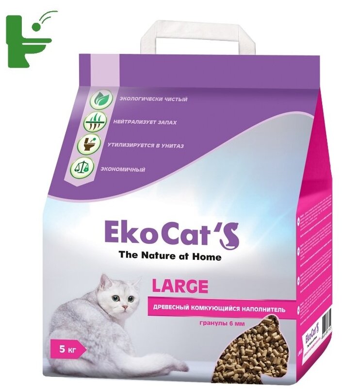 Eko Cat`s Large древесный комкующийся наполнитель 5кг