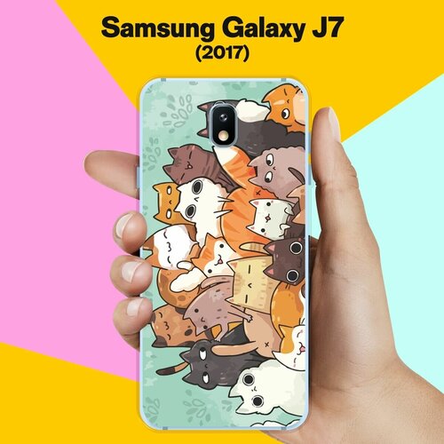 Силиконовый чехол на Samsung Galaxy J7 (2017) Много котов / для Самсунг Галакси Джей 7 2017