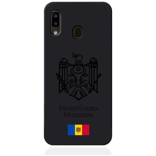 Черный силиконовый чехол для Samsung Galaxy A30 Черный лаковый Герб Республики Молдова/ Герб Молдавии