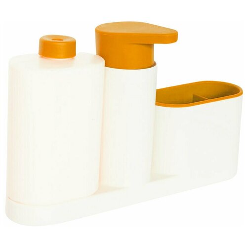 фото Органайзер для ванных и кухонных принадлежностей с дозатором для жидкого мыла, оранжевый, 27,5х6,5х17,5 см bloominghome accents.