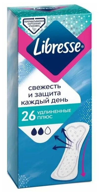 Прокладки ежедневные LIBRESSE Deilyfresh плюс удлиненные 26 шт