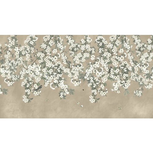 Фреска бесшовная Ласточки Бежевый текстура хлопок ширина 2550мм х длина 4500мм 27600₽