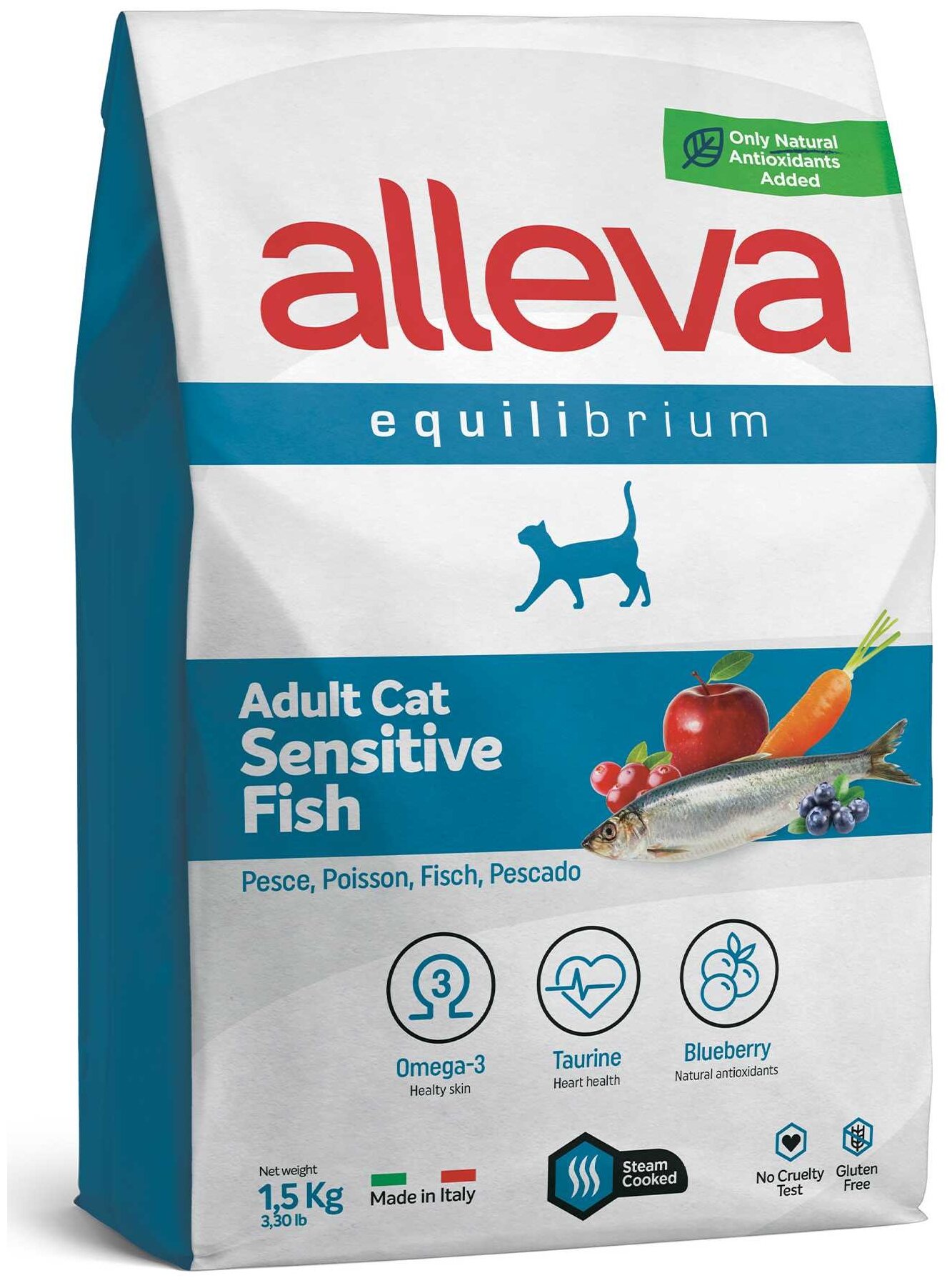 Сухой корм для кошек Alleva Equilibrium Sensitive при чувствительном пищеварении с рыбой