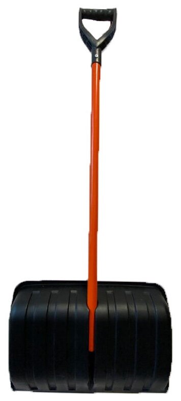 Лопата для уборки снега 397*564*108 в сборе с алюминиевым резцом и оранжевым черенком с ручкой - фотография № 3