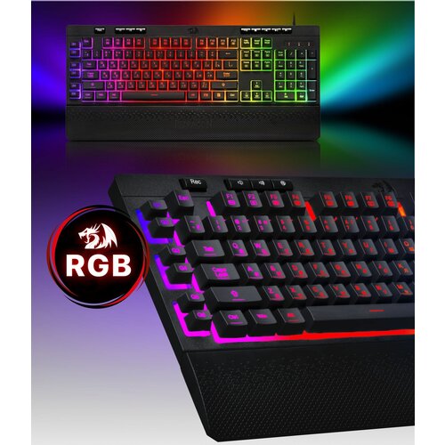 Клавиатура Redragon Shiva черный, русская, 1 шт. проводная игровая клавиатура redragon skanda pro ru rgb 26 anti ghost keys