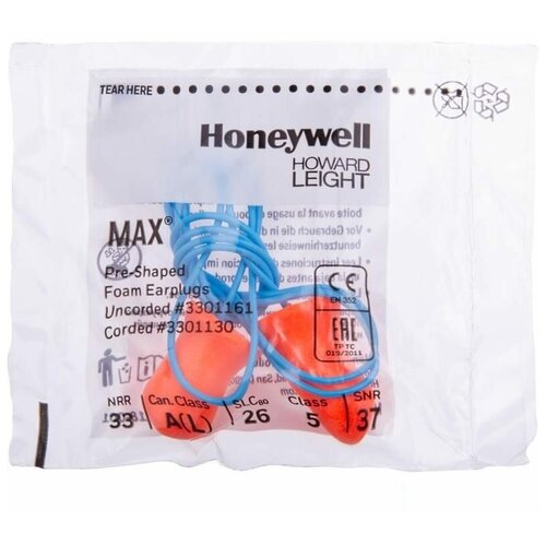 фото Вкладыши противошумные (беруши) honeywell max со шнурком (3301130)