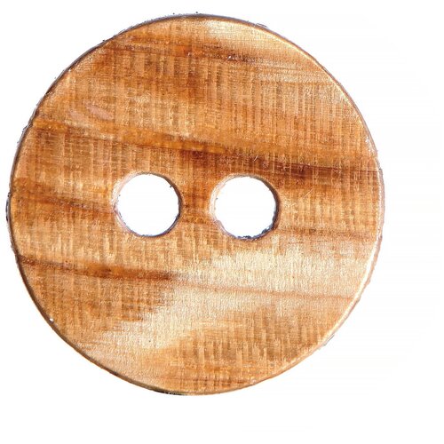 Пуговица деревянная 15 мм (№24), Дуб, Тёмно-Бежевая