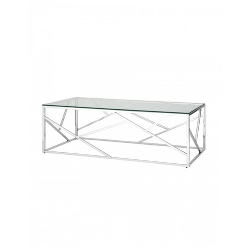фото Журнальный стол stool group арт деко серебро, профиль каркаса сталь, материал столешницы стекло