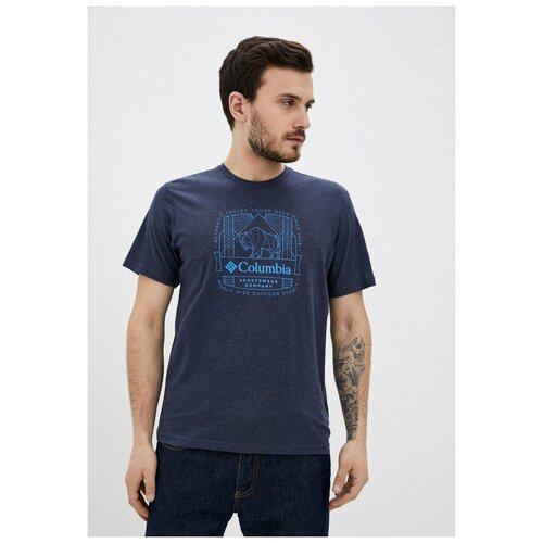 фото Футболка columbia m bluff mesa™ graphic tee мужская, цвет темно-синий, размер xl