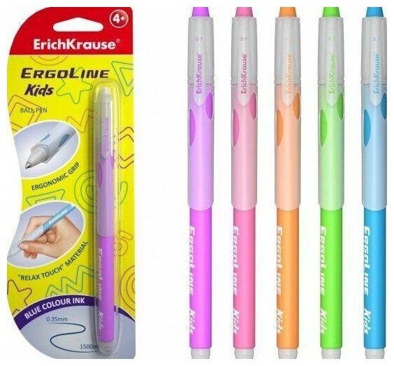 Ручка шариковая Erich Krause "Ultra Glide Technology ErgoLine Kids" синяя, 0,7мм, грип 41539 - фотография № 2