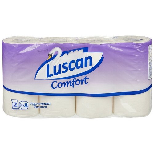 Бумага туалетная Luscan Comfort 2сл бел 100%цел втул 21,88м 175л 8рул/уп 2 шт.
