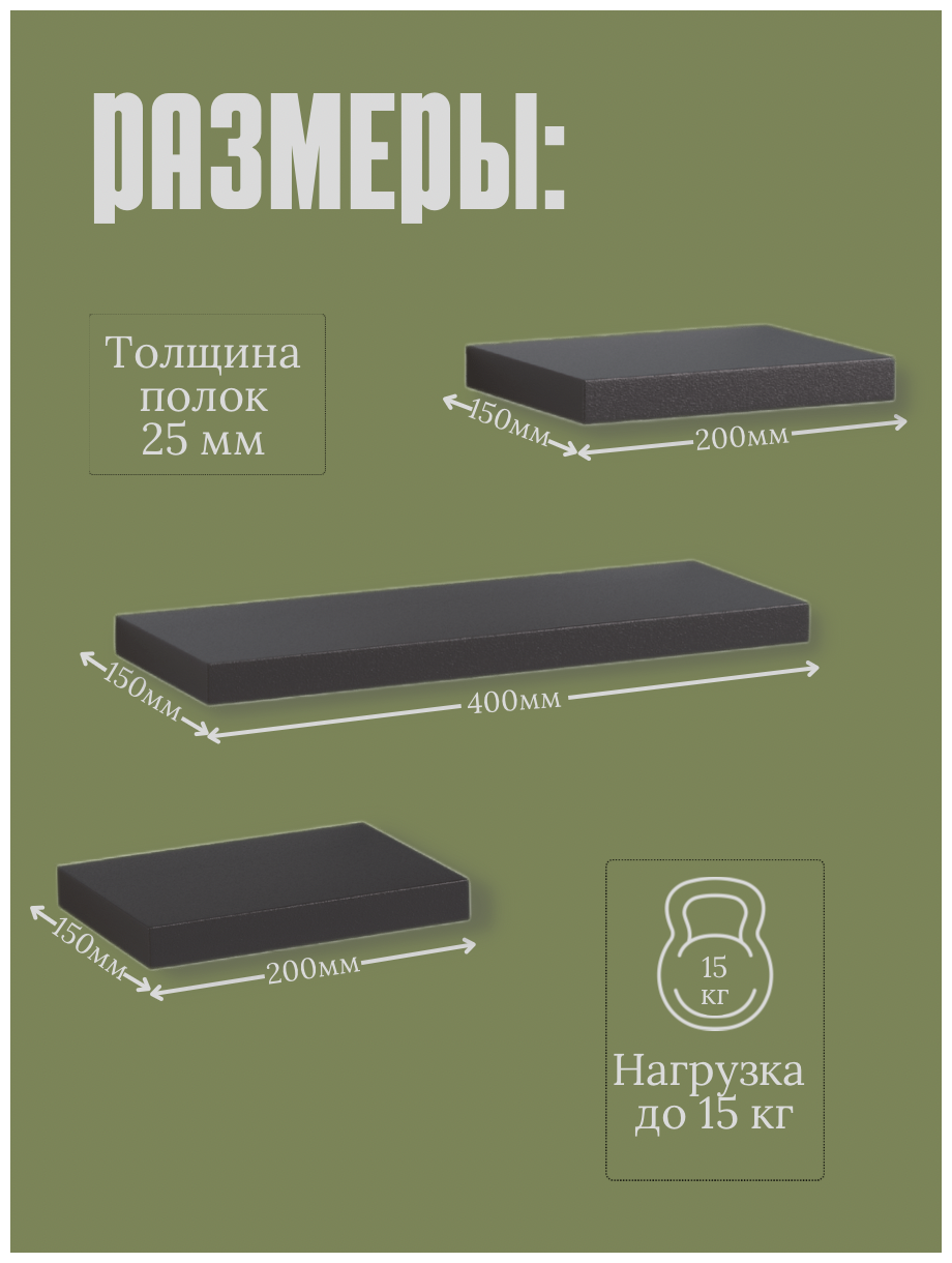 Полка настенная навесная лофт для прихожей 3 шт - фотография № 3