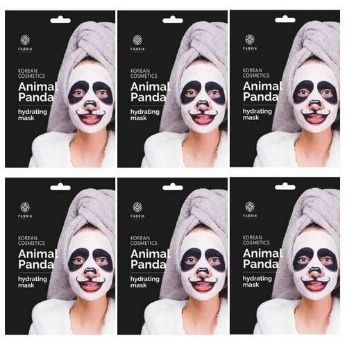 Маска тканевая для лица Fabrik cosmetology Animal Panda успокаивающая и отшелушивающая 34 г, 6 упаковок