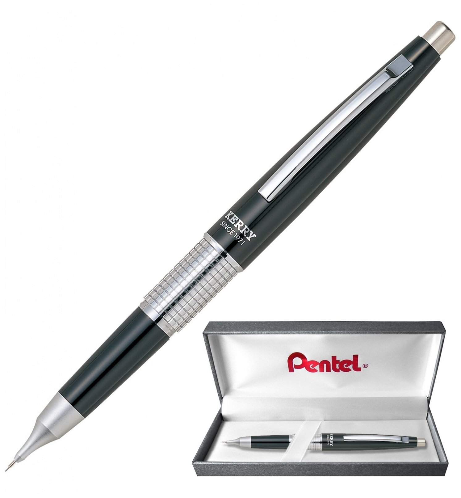 Карандаш механический Pentel Kerry, 0,5 мм, черный корпус, подарочная коробка