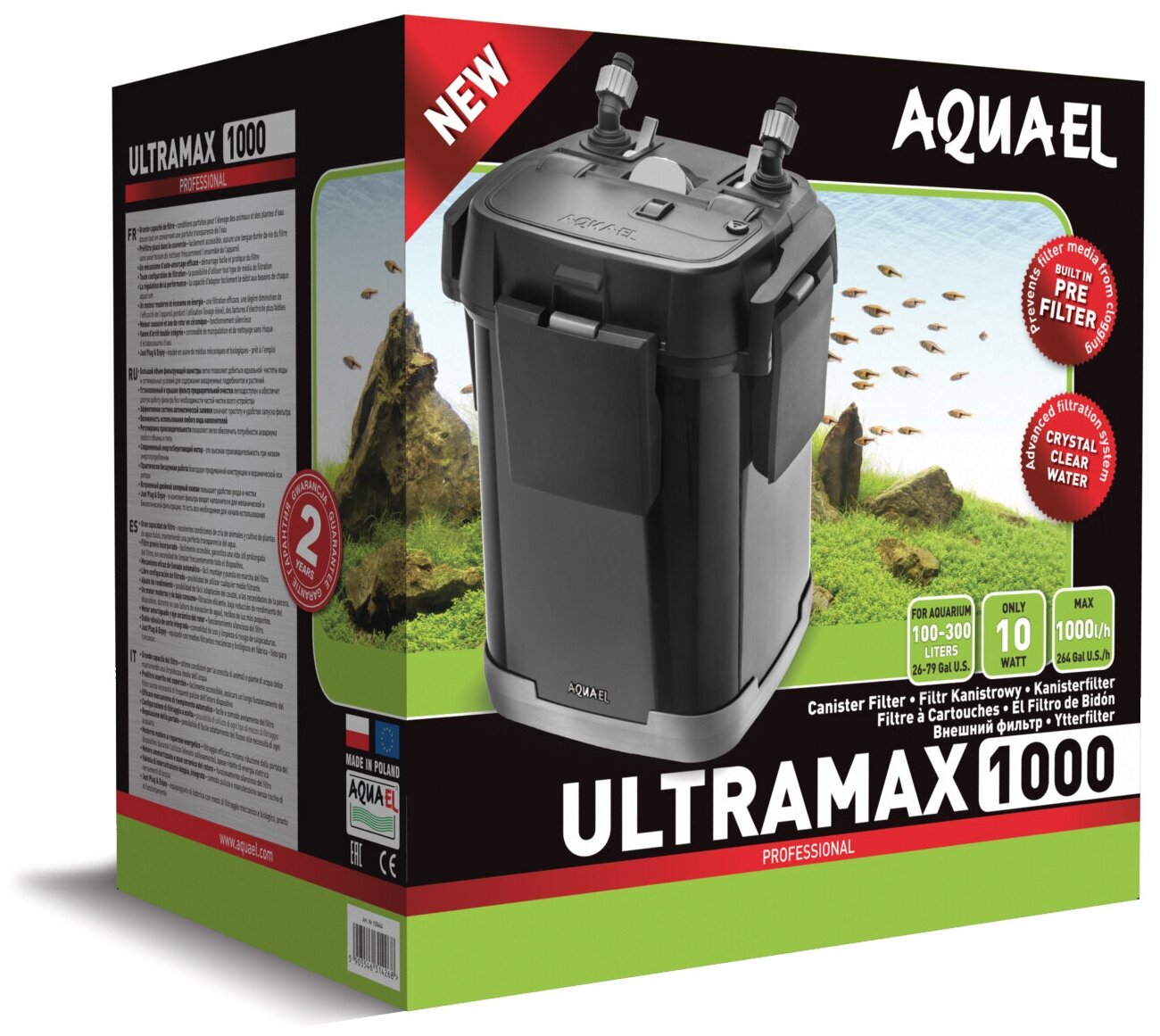 Внешний фильтр AQUAEL ULTRAMAX 1000 для аквариума 100 - 300 л (1000 л/ч, 15 Вт)