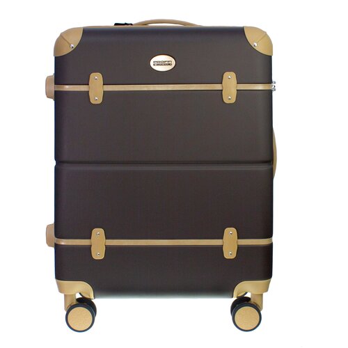фото Чемодан пластиковый с кожаными ремешками proffi travel ph10486 "tour vintage", коричневый, средний