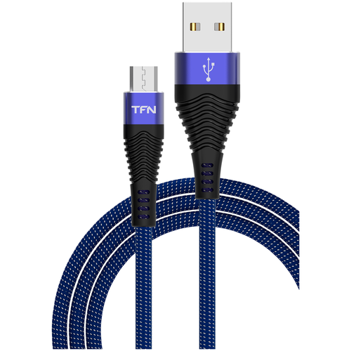 Кабель TFN USB-Micro USB 3A 1.0m Blue-Black usb дата кабель remax micro usb плоский с золотым коннектором 1м синий