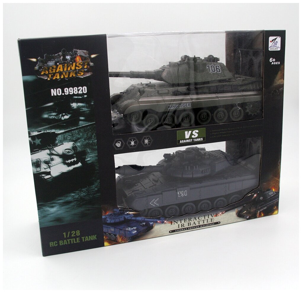 Радиоуправляемый танковый бой Zegan T90 и Tiger King масаб 1:28 ZEGAN ZG-820