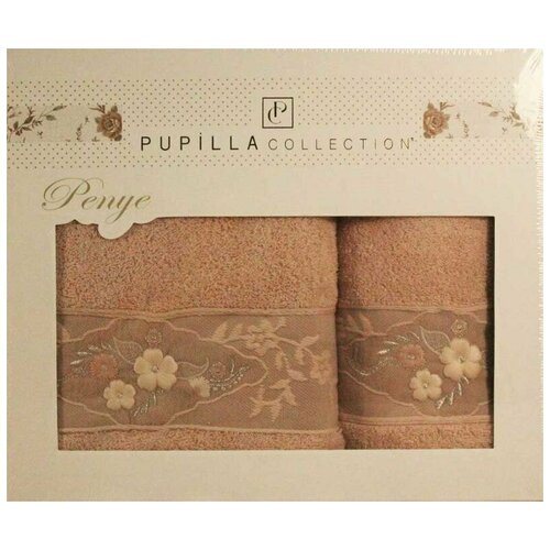 фото Набор полотенец pupilla selena хлопок (2 шт) (50*90,70*140) сирень размер набор из 2 штук pupilla,pupilla