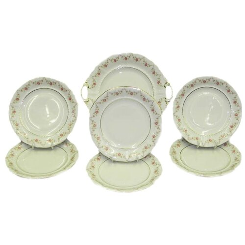 фото Набор для торта 7 предметов (27 см х 1 шт, 17 см х 6 шт) leander "соната /розовый цветок" / 159173