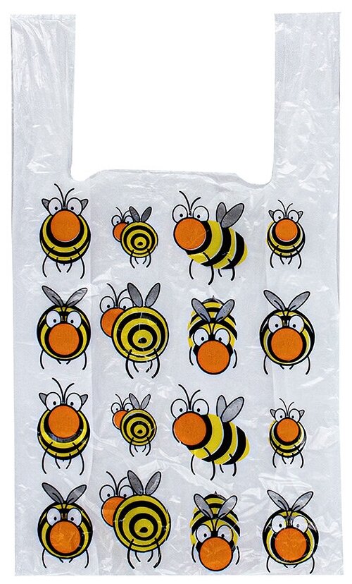 фото Пакет Майка 28см(+15)*50см, 15мкм, "Пчелки", 100 шт.