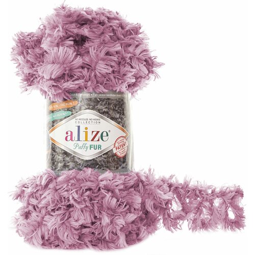 Пряжа Alize Puffy Fur роза (6103), 100%микрополиэстер, 6м, 100г, 2шт