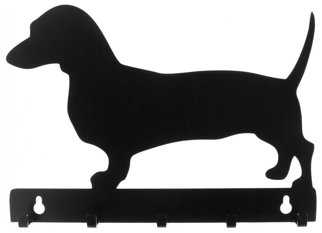 Ключница InfildDecor "Такса", металл, 5 ключей, черная, 25х15х2 см